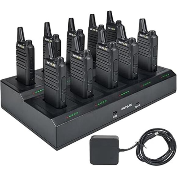 Two Way Radio,Rechargeable Walkie Talkies Long Range(10 Pack) with 10 Way Gang - Picture 7 of 7